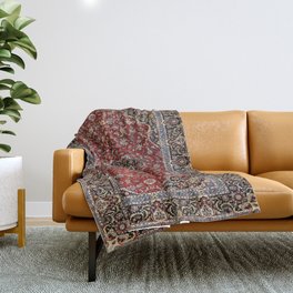 N63 - Red Heritage Oriental Traditional Moroccan Style Artwork Throw Blanket