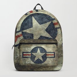 Stylized US Air force Roundel Backpack | Retro, Textured, Roundel, Usaf, Airforce, Painting, Star, Marines, Grungy 