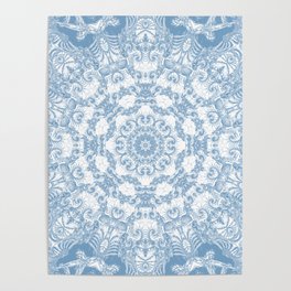 Blue and White Mandala Poster