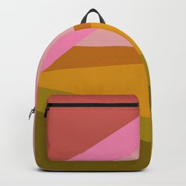Colorful Geometric Abstract in Pink, Mustard, and Green Backpack | Colorful, Mod, Cool, Hard Edge, Vibrant, Retro, Energetic, Graphicdesign, Colorblock, Curated 