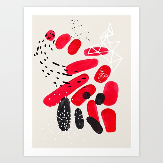 Fun Mid Century Modern Abstract Minimalist Vintage Black Red
