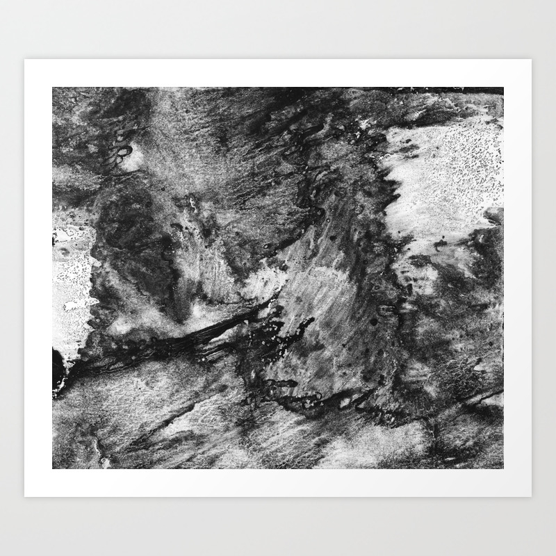 Black White Gray Paint In Monotype Technique Abstract Texture