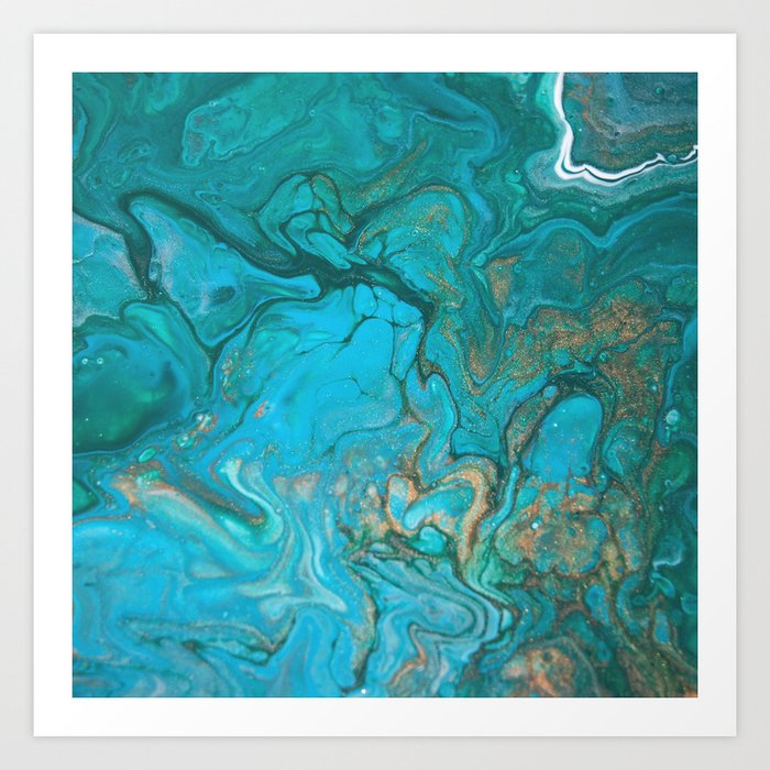 Malachite Flows Abstract Acrylic Pour Art By Fluid Nature Art