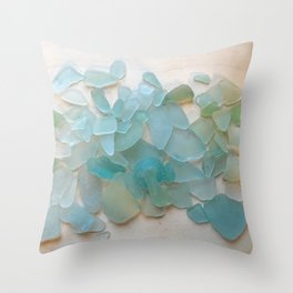 Ocean Hue Sea Glass Throw Pillow | Sea, Maine, Oceanglass, Beachglass, Color, Blue, Mermaidtears, Seaglass, Photo, Seafoam 