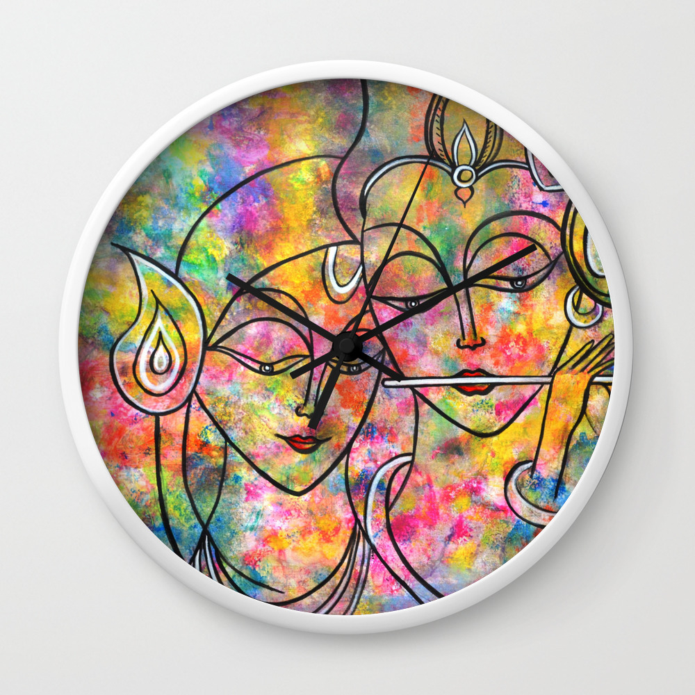 Radha Krishna Abstract Colorful Painting By Manjiri Kanvinde Wall