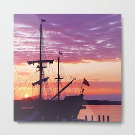 Sunrise over El Galeon Metal Print | Digital, Ship, Sunrise, Boat, Staugustine, Orange, Pirate, Elgaleon, Florida, Purple 