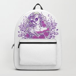 Sexy Woman zombie WITH Flower -  Carla - Vivid Violet - Lavender Backpack | Scary, Bombshell, Halloween, Skeleton, Muerte, Dead, Creepy, Zombie, Graphicdesign, Muerto 
