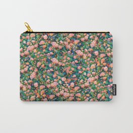 Romantic Roses Pattern — Peach • Coral Carry-All Pouch | Greenyellow, Modern, Tinyflowers, Impressionism, Peachroses, Canvas, Smallflowers, Painting, Peachblush, Hand Painted 