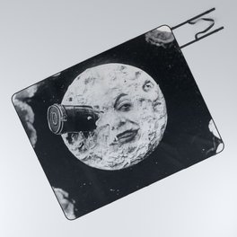 Vintage 1902 'Man in the Moon' silent film black and white photography Picnic Blanket