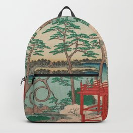 Spring Blossoms and Pond Ukiyo-e Japanese Art Backpack | Vintage, Zen, 100Viewsofedo, Ukiyo E, Japan, Utagawa, Ando, Spring, Pond, Hiroshige 