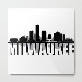 Milwaukee Silhouette Skyline Metal Print | Digital, Milwaukeewallart, Cityprint, Blackandwhite, Homeoffice, Milwaukee, Skyline, Milwaukeeskyline, Cityskyline, Milwaukeeprint 