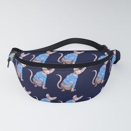 Cute Sphynx Cat with Blue Knit Sweater  Fanny Pack