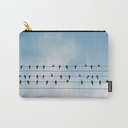 Up On A Wire Carry-All Pouch | Wires, Electricity, Sky, Hangingout, Nature, Photo, Modern, Flock, Wire, Utilities 