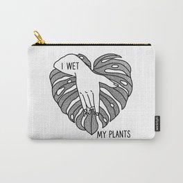 I wet my plants black vers Carry-All Pouch | Feminist, Drawing, Digital, Woman, Plants, Heart, Selflove, Monstera, Erotic, Sexy 