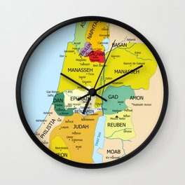 Map of Twelve Tribes of Israel from 1200 to 1050 According to Book of Joshua Wall Clock | Religious, Israel, Jordan, Manasseh, Map, Palestine, Divided, Syria, Ramallah, Deadsea 