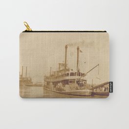 Vintage Steamboat Photographic Print Carry-All Pouch | Mississippi, Americana, Film, Riverboat, Neworleans, Boatlover, Paddlewheel, Photo, Black And White, Steamboat 