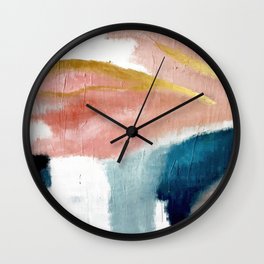 Exhale: a pretty, minimal, acrylic piece in pinks, blues, and gold Wall Clock | Bathroom, Floor, Fineart, Curated, Case, Outdoor, Rug, Tapestry, Curtain, Indoor 
