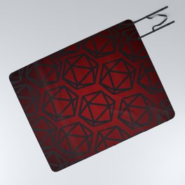 D20 Pattern - Red Black Gradient Picnic Blanket