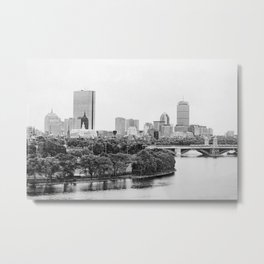 Black & White Boston Skyline III Metal Print | Johnhancocktower, Black And White, Esplanade, City, Prudential, Thet, Newengland, Beandown, Bostonskyline, Longfellowbridge 