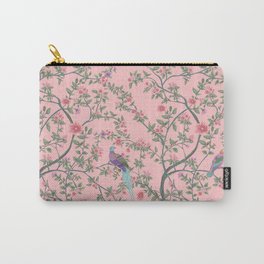 Chinoiserie Pink Fresco Floral Garden Birds Oriental Botanical Carry-All Pouch