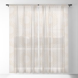 Minimalist Sunray Pattern XIV Sheer Curtain | Vintage, Line, Abstract, Tan, Graphicdesign, Minimalism, Cute, Patterned, Minimal, Minimalist 