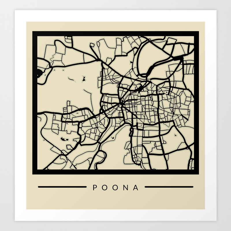 Abstract City Map Pune India Art Print By Designpraxis Society6