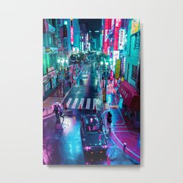 Lonely In Rainy Tokyo Metal Print | Digital, Wanderlust, Japan, Photo, Cyberpunk, Scifi, Shibuya, Neon, Japantravel, Explore 
