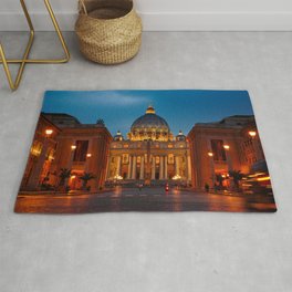 Papal Basilica of St. Peter in the Vatican Rug | Peace, Digital, Vatican, Religiousbuilding, Color, Architecture, Long Exposure, Worldpeace, Easter, Blue 