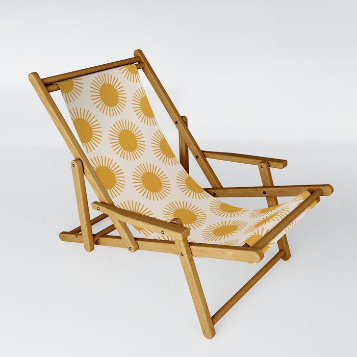 Golden Sun Pattern Sling Chair | Graphic-design, Tan, Yellow, Orange, Sun, Sunshine, Zodiac, Boho, Bohemian, Retro