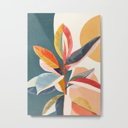 Colorful Branching Out 01 Metal Print | Modern, Monstera, Leaf, Pattern, Botanical, Indor, Shape, Flora, Artficus, Leaves 