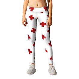 Red Swiss Cross Pattern Leggings | Graphicdesign, Pattern, Colorful, Scandinavian, Trendy, Minimalist, X, Crosspattern, Bright, Plus 