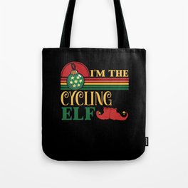 Im The Cycling Elf Matching Christmas Tote Bag