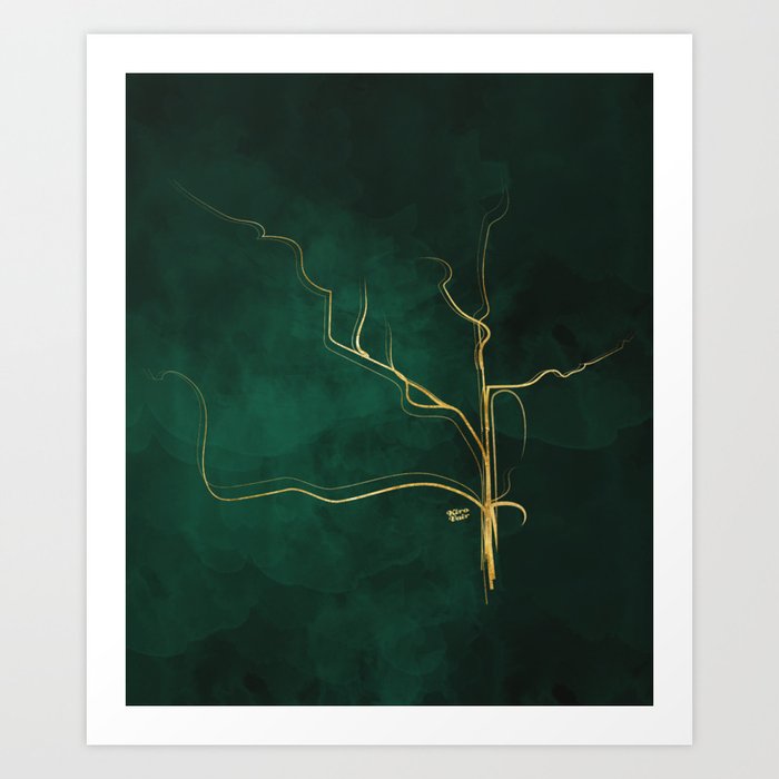 Kintsugi Emerald Green Gold Kintsugi Japan Marble Watercolor