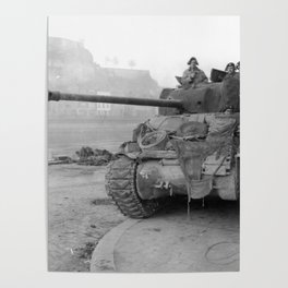 British Sherman WW2 Tank Vintage Pic Poster