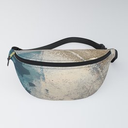 Embrace: a minimal, abstract mixed-media piece in blues and gold with a hint of pink Fanny Pack