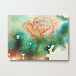 Underwater Flower Metal Print | Blue, Flower, Rose, Painting, Green, Pink, Watercolor, Ink, Water 