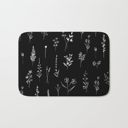 Black wildflowers Badematte | Girl, Black, Lineart, Floral, Minimalist, Curated, Wildflowers, Botanic, Cute, Flowers 