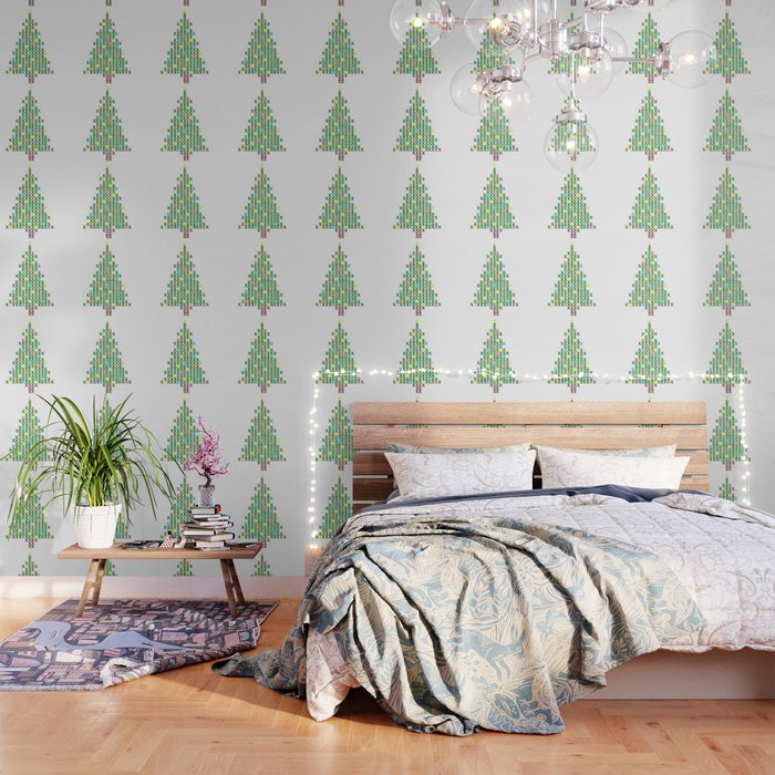 Cross Stitch Christmas Tree Wallpaper by Betty-Sue | Society6