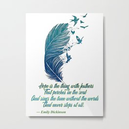 Hope Is Feathers (Emily Dickinson) Metal Print | Poetry, Color, Birds, Wings, Colored Pencil, Hope, Graphicdesign, Birdsflying, Digital, Timeless 