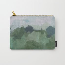 Windy Day on the Farm - Sky Blue and Sage Green Abstract Painting, Modern Rural Country Rustic Carry-All Pouch | Oil, Abstract, Vacationhouse, Soothing, Modernwallart, Acrylic, Bedroomart, Painting, Rusticdecor, Watercolor 