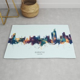 Karachi Pakistan Skyline Rug | Skyline, Watercolor, Painting, 12247, Karachi, Tompsett, Pakistan, Michaeltompsett, Cityscape 