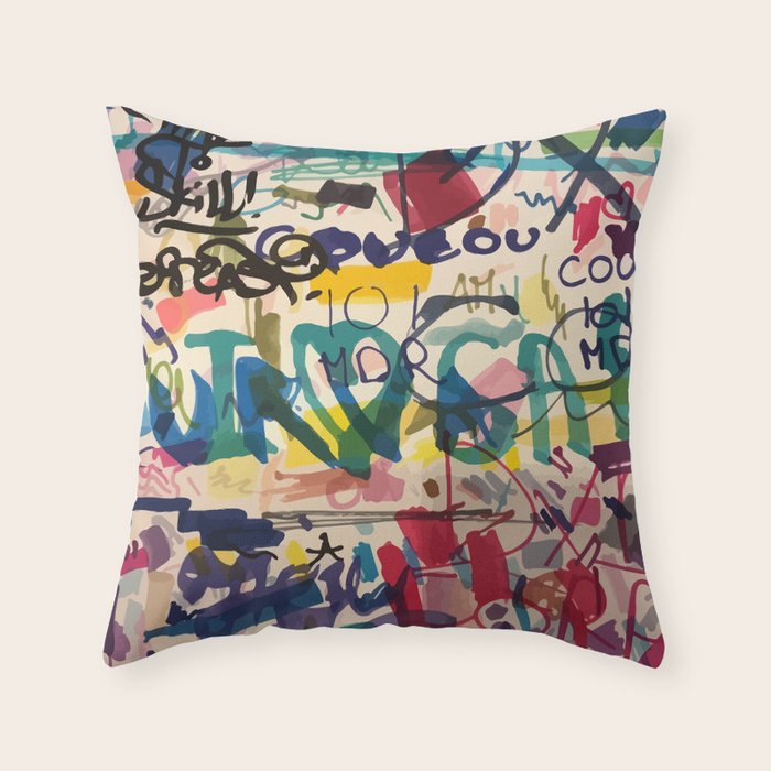 Urban Graffiti Paper Street Art Throw Pillow by Emmanuel Signorino