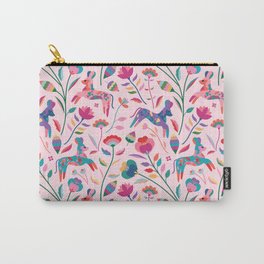 Painted Dogs Carry-All Pouch | Folk, Decorative, Red, Painteddog, Digital, Graphicdesign, Curated, Blue, Green, Flowers 