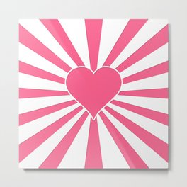 Midi Pink Valentine Sweetheart Sun rays Metal Print | Deeppigment, Pattern, Midipink, Sweetheart, Mediumpink, Sun, Specialday, Curated, Midshade, Valentine 