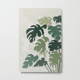 Cat and Plant 47 Metal Print | Plant, Relax, Leaf, Catlovers, Soothing, Tropical, Tropicalleaf, Boho, Indoorplant, Feelgood 