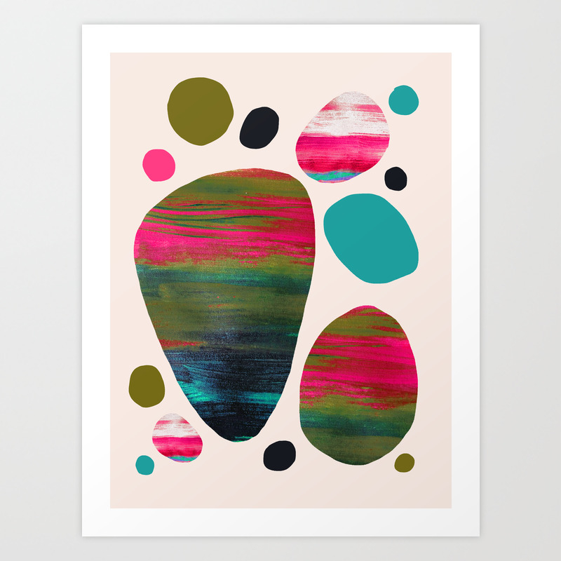 Bright Paper Cut Mid Century Modern Abstract Art Print By Nwd Art