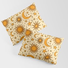 Vintage Sun and Star Print Pillow Sham