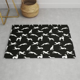 Greyhound Silhouettes White on Black Rug | Greyhound, Longnose, Graphicdesign, Galgo, Greyt, Crazygreyhoundlady, Retired, Needlenose, Italiangreyhound, Longdog 