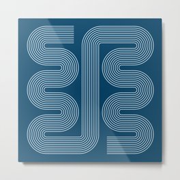 Geometric Lines in night Blue 13 (Mid century Midern Rainbow Abstract) Metal Print | Abstract, Curtivate, Modern, Rustic, Navyblue, Midcentury, Minimalist, Pastel, Bold, Minimalism 