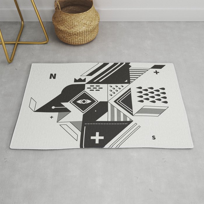Vintage Abstract Art Monochromatic Black And White Geometric Shape